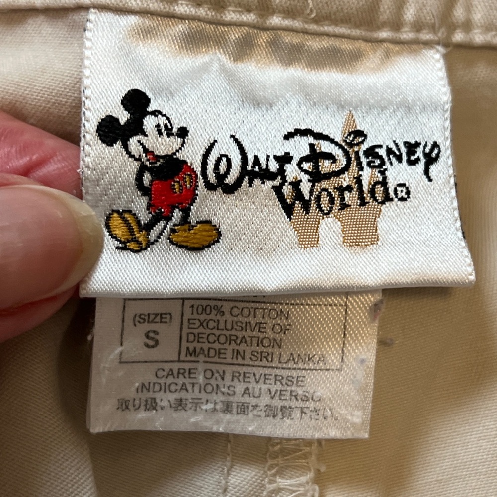 WALT DISNEY WORLD khaki belted capri pants w embroidered Mickey Mouse sz SMALL - Picture 8 of 12